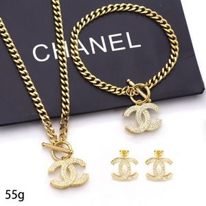 Reserved 18K Plated Gold Chanel Women jewelry Chain Necklace Bracelet Earrings